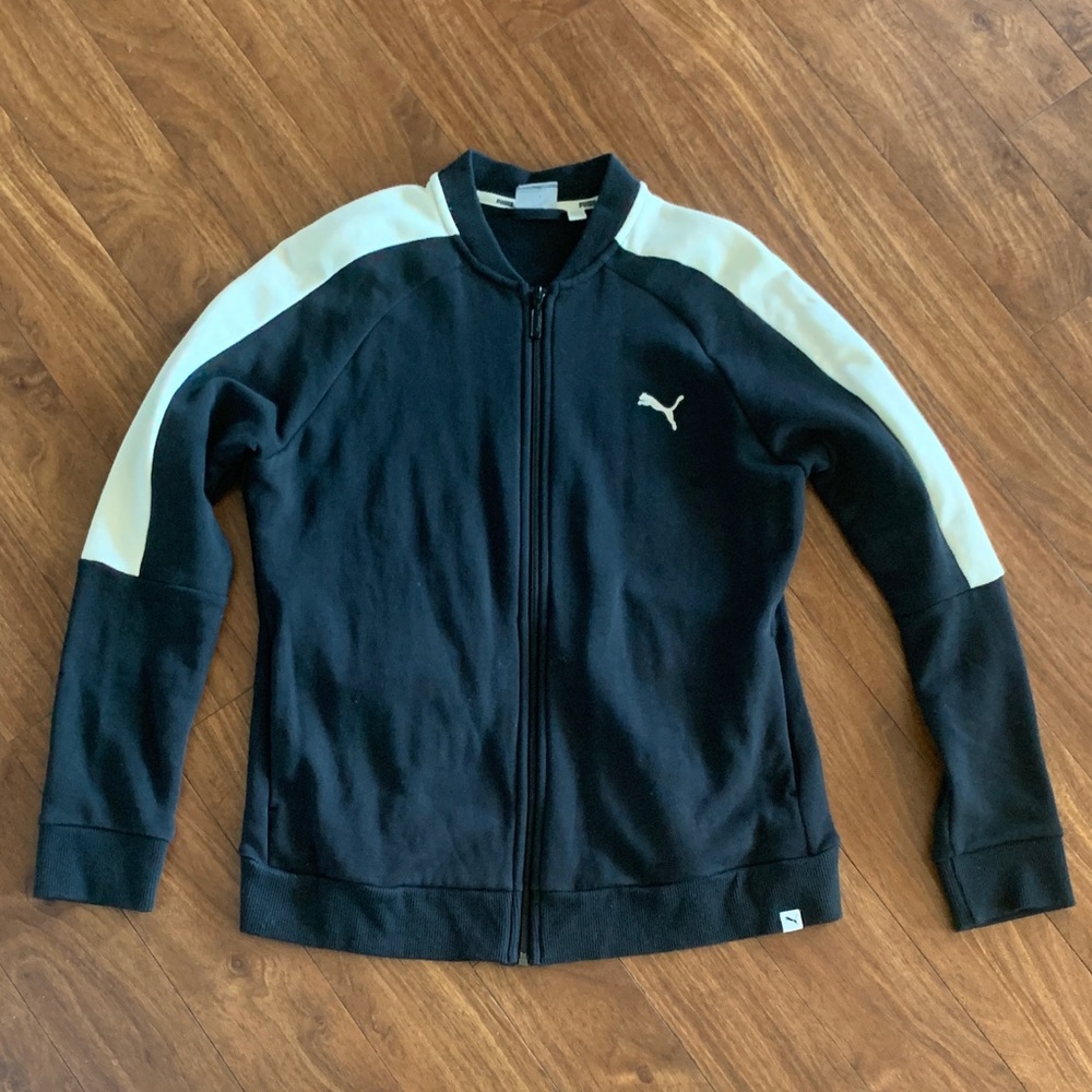 Puma Black Jacket with White Stripes